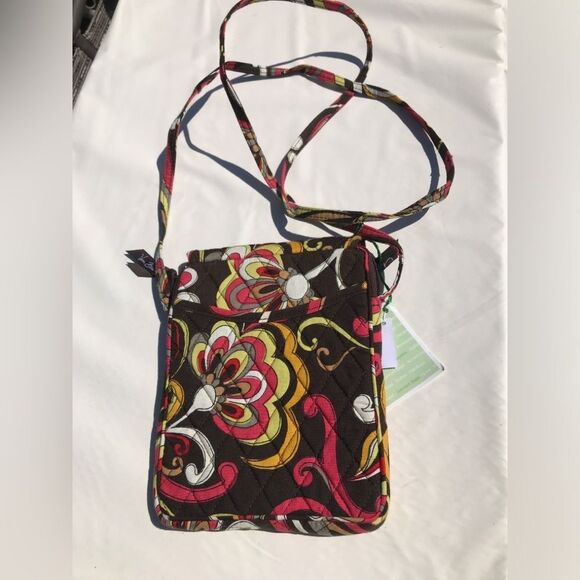 Vera Bradley Puccini Mini Crossbody Flap Hipster Purse Brown Red Yellow - Picture 1 of 6